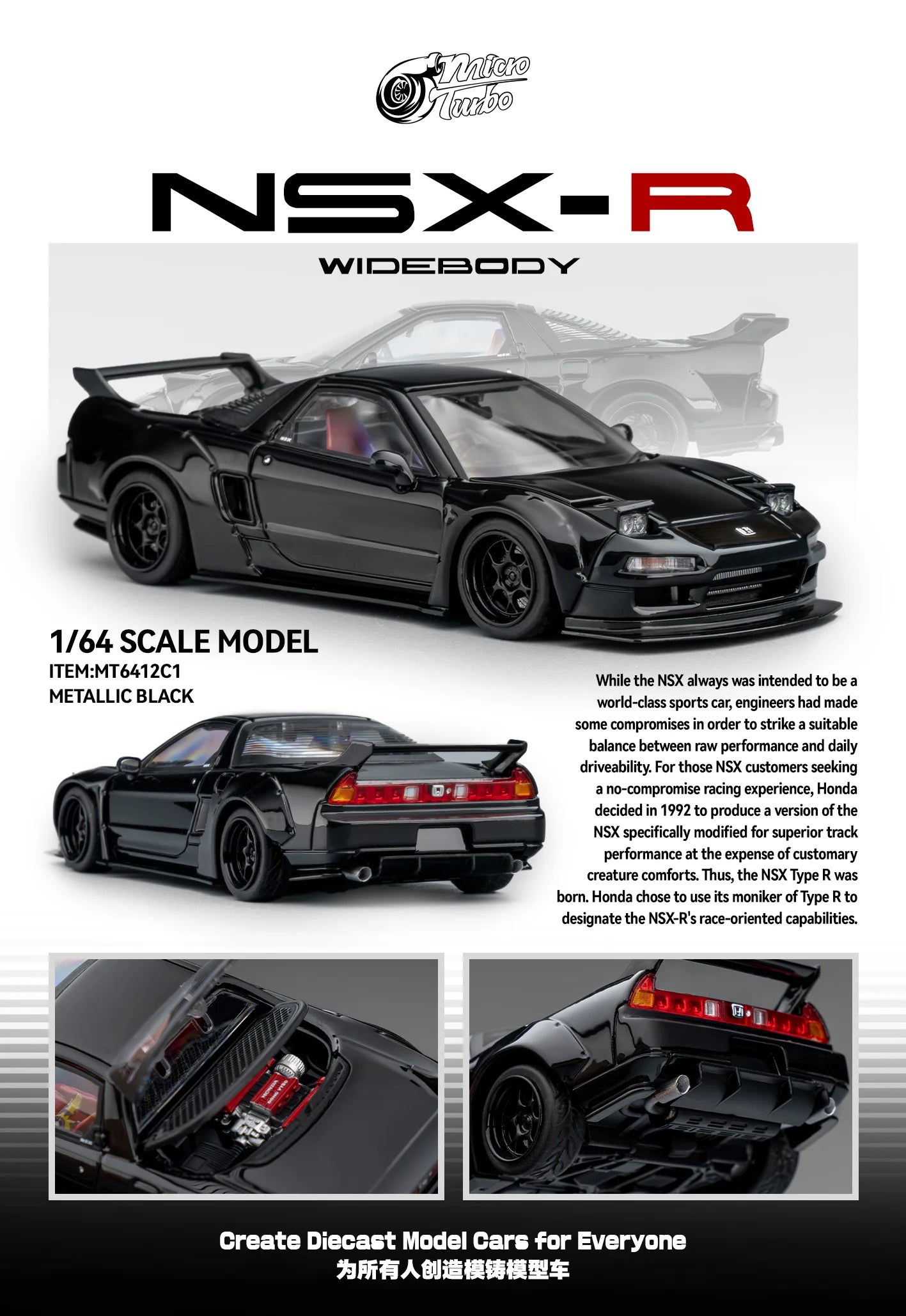 MicroTurbo MT 1:64 Alloy Model! NSX First Generation Mk1 NA1, Type R