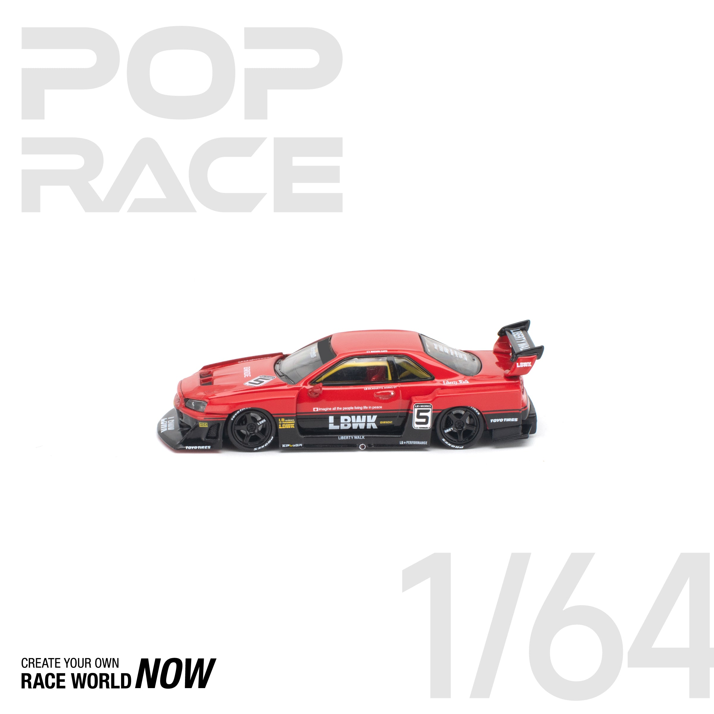 POP RACE 1/64 - LB-ER34 SUPER SILHOUETTE RED NEW TOOLING