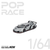 POP RACE 1/64 - LAMBORGHINI VENENO GRIGIO METALLURO