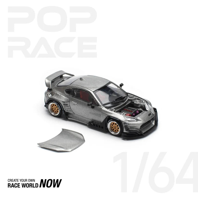 POP RACE 1:64 PANDEM GR86 – SILVER (NEW TOOLING)