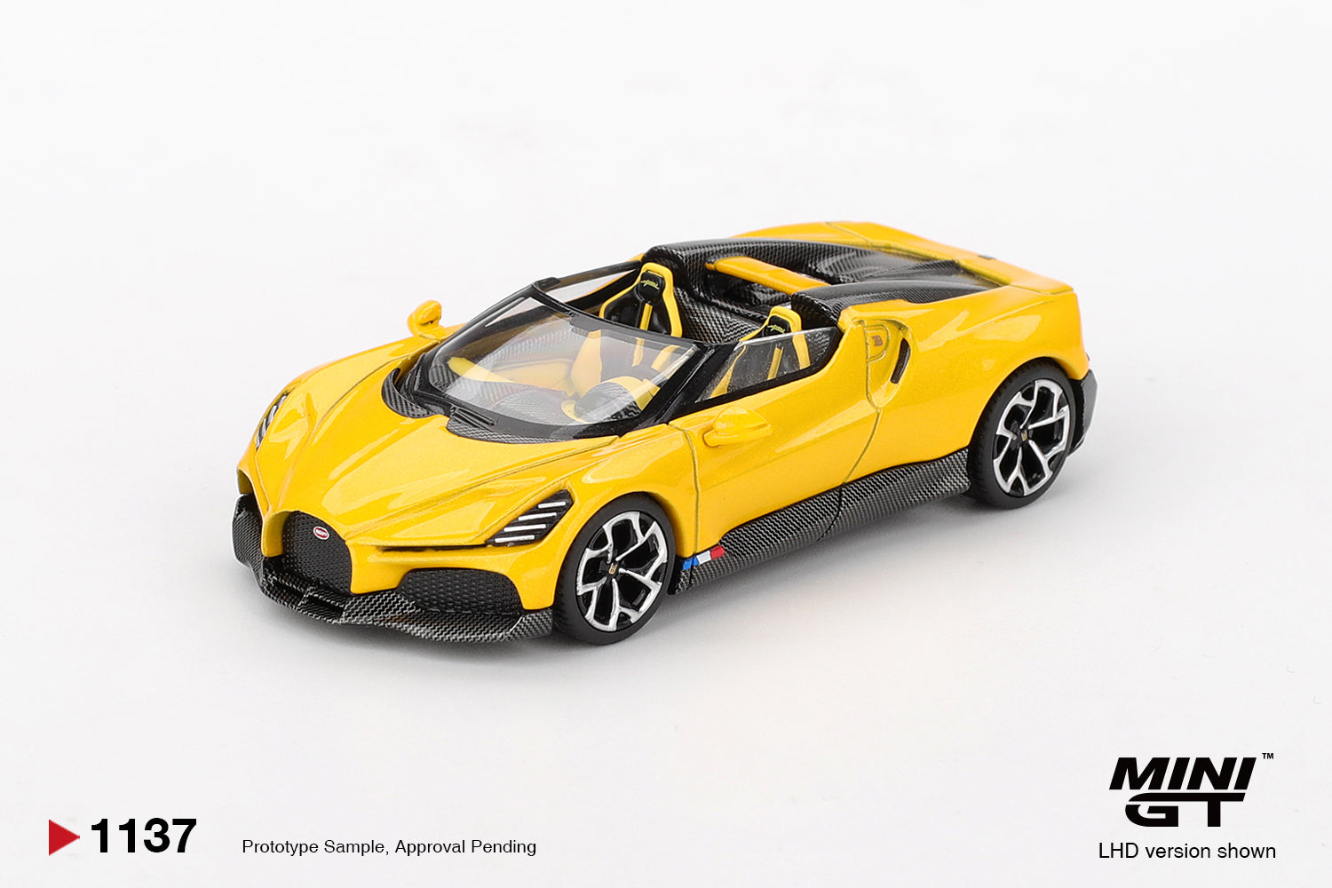 MINIGT - MINI GT: 1/64 Bugatti W16 Mistral Yellow LHD