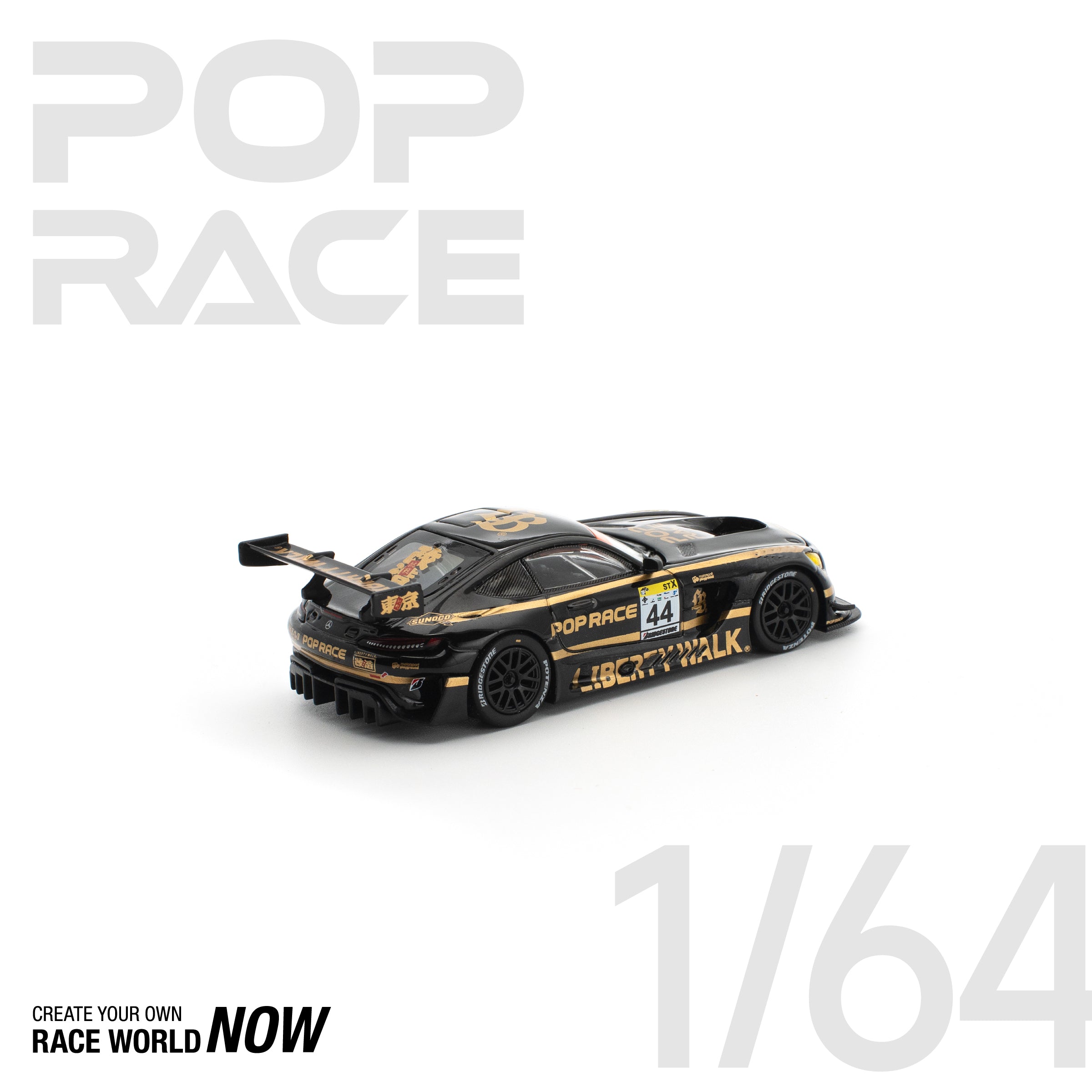 POP RACE 1/64 LBWK AMG GT3 EVO - BLACK NEW TOOLING
