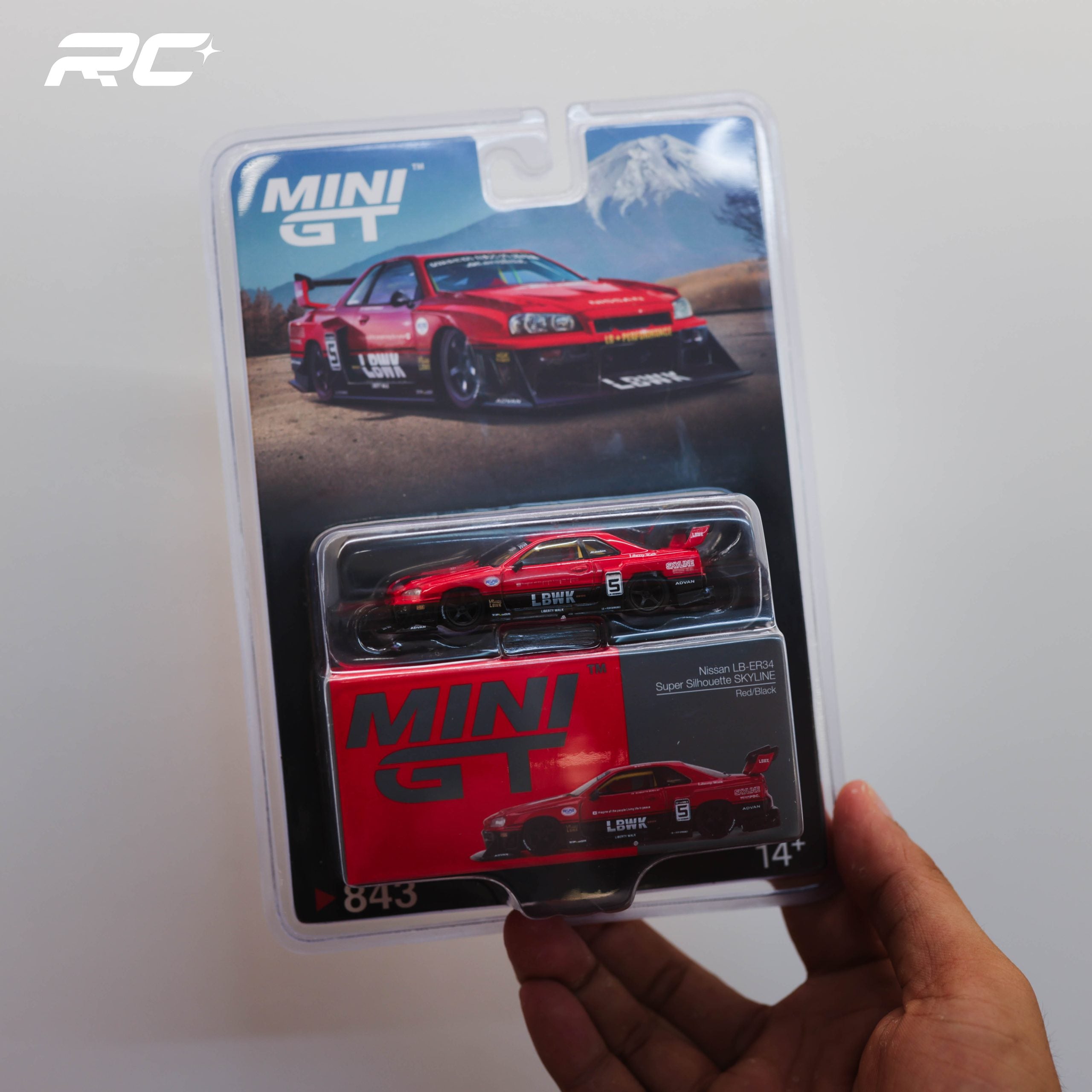 MINI GT #843 1/64 Nissan LB-ER34 Super Silhouette card