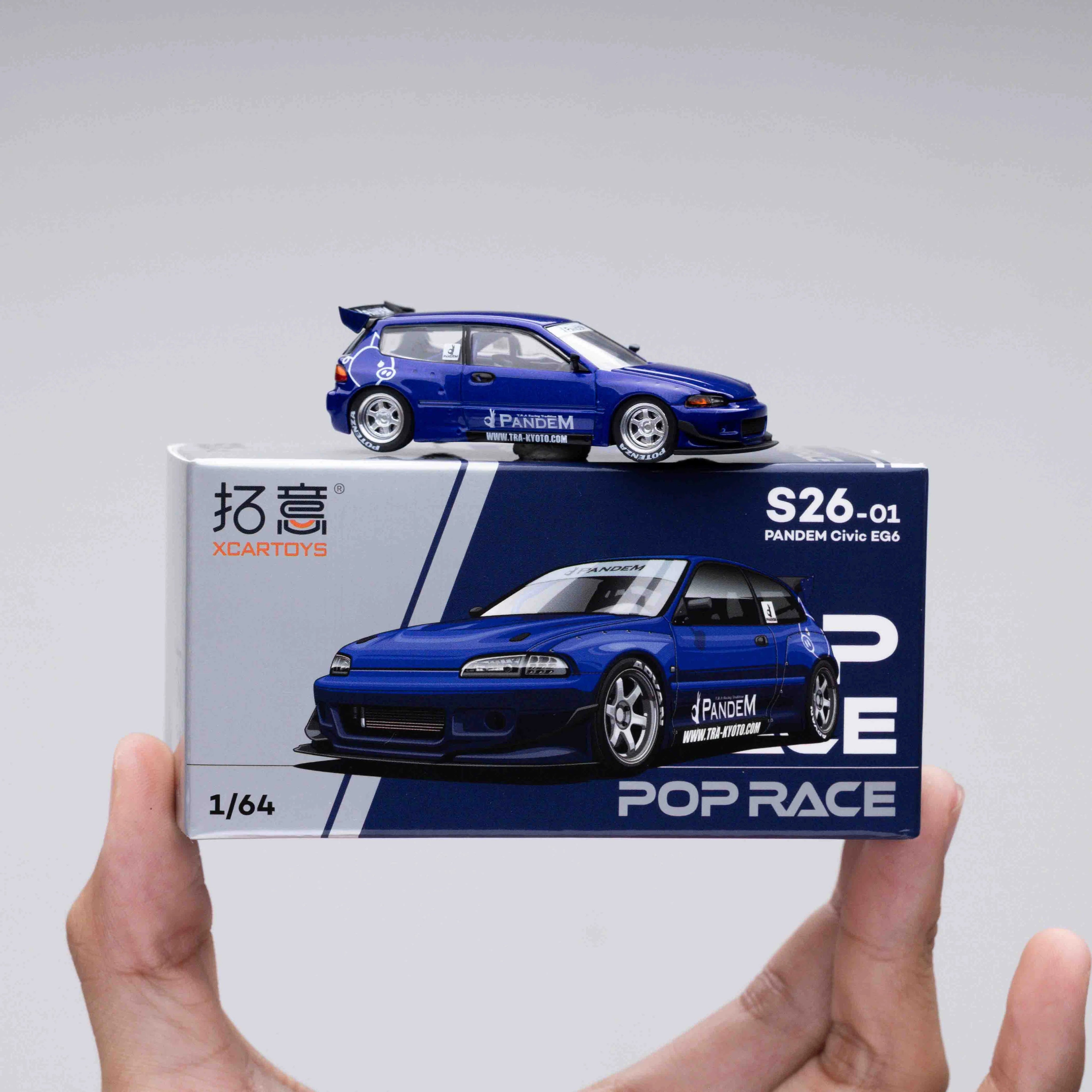 POP RACE 1:64 HONDA CIVIC (EG6) V1.5 PANDEM IN METALLIC BLUE