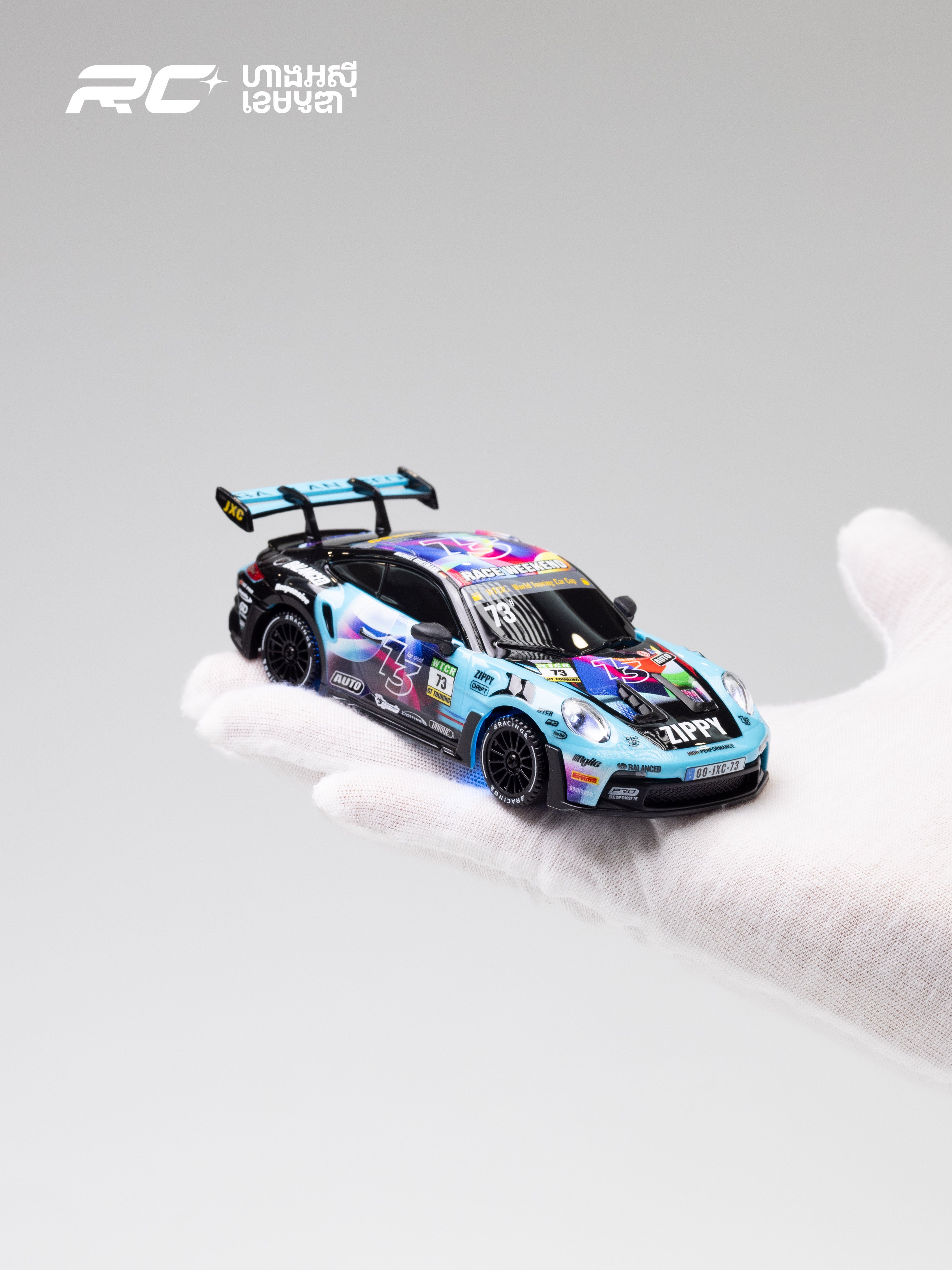 JXC 1/43 GT3 RS RC Blue Drift Car (Ready to Run, 4WD Gyro) (Copy)