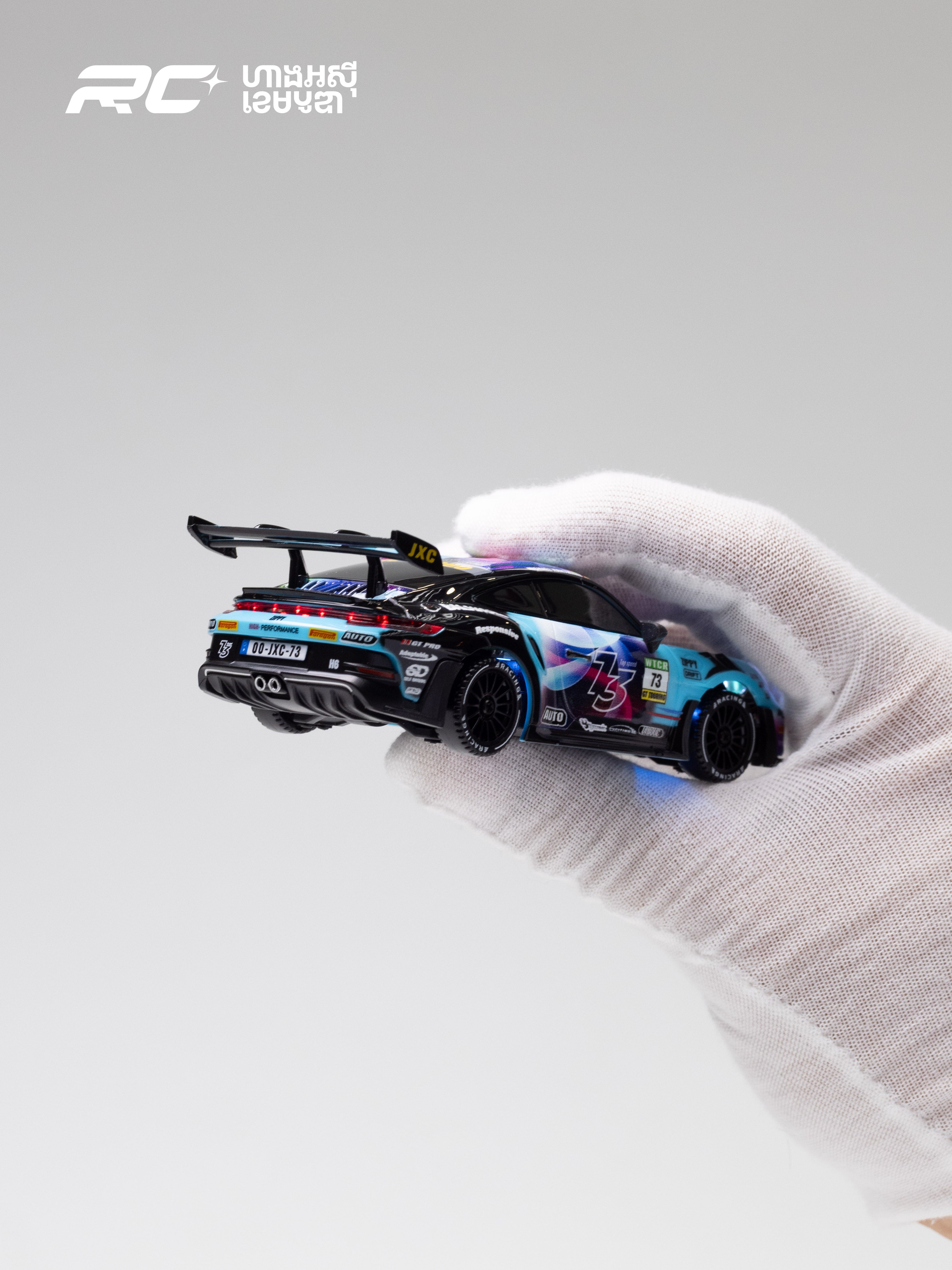 JXC 1/43 GT3 RS RC Blue Drift Car (Ready to Run, 4WD Gyro) (Copy)