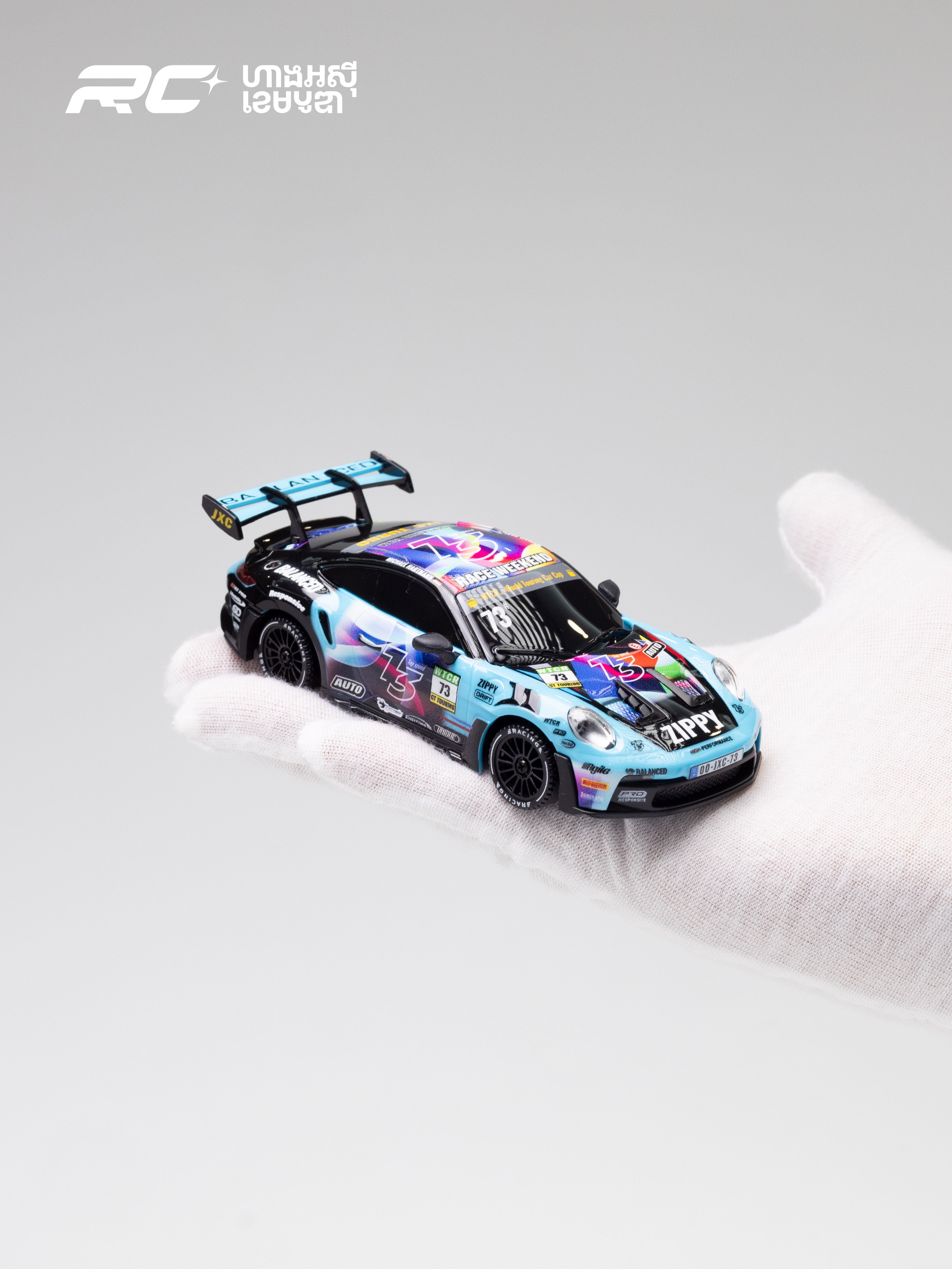 JXC 1/43 GT3 RS RC Blue Drift Car (Ready to Run, 4WD Gyro) (Copy)