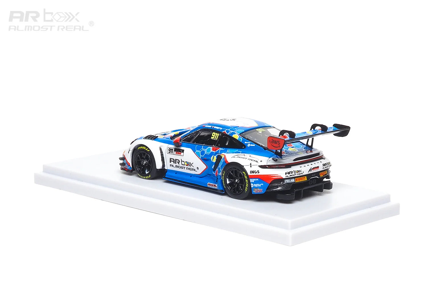 AR Box 1/64 Porsche 992 GT3 R 2026 GT World Challenge Asia #911 Sepang Blue White Livery