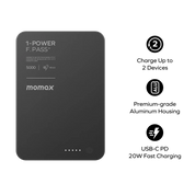 1-Power F.Pass⁺ 5000mAh Magnetic Battery Pack with Built-in Cable