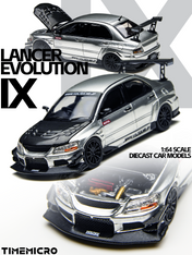 Time Micro 1:64 EVO 9 LANCER EVOLUTION Silver Open-Top Edition