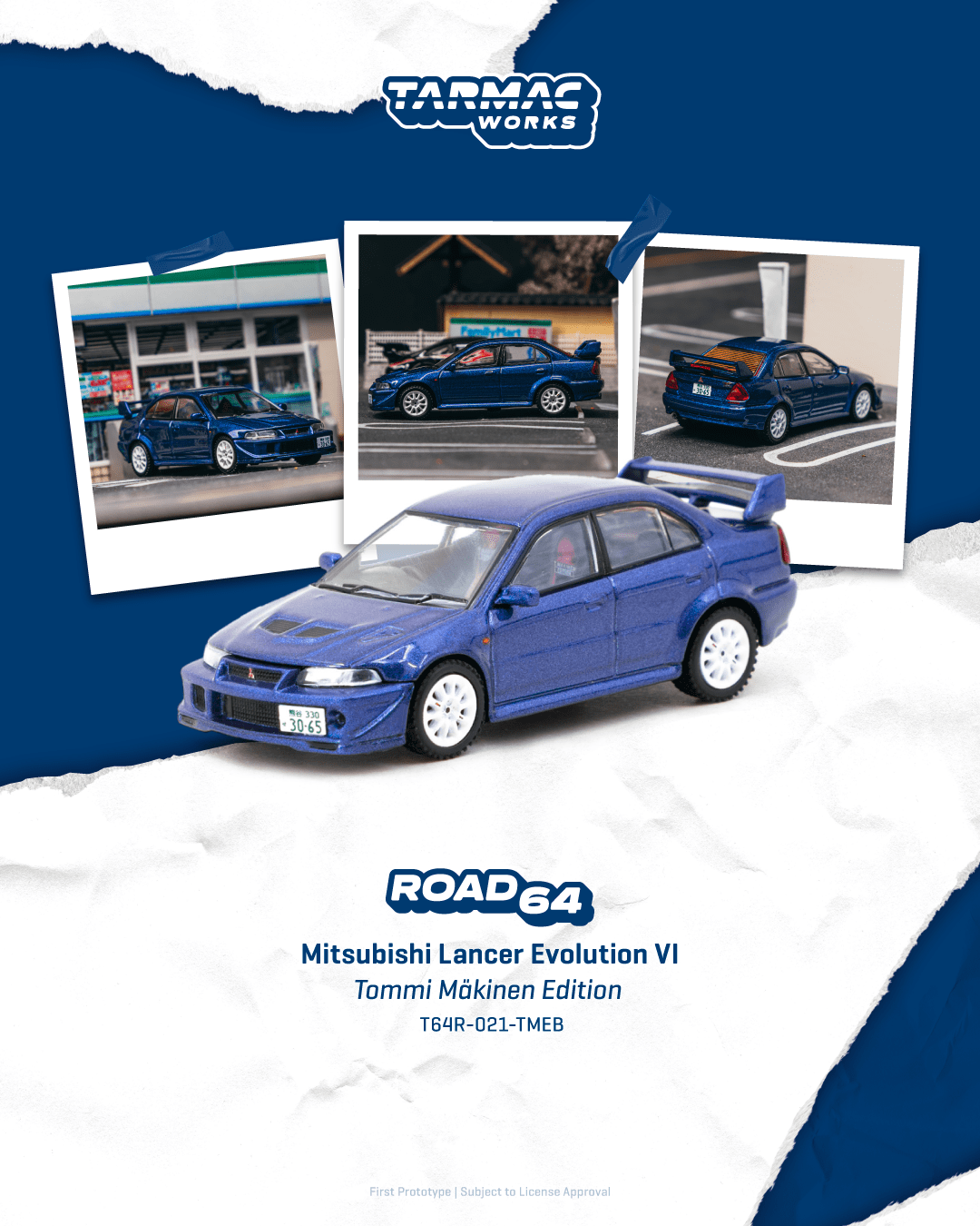 Tarmac Works 1/64 - Mitsubishi Lancer Evolution VI&nbsp; Tommi Mäkinen Edition Blue
