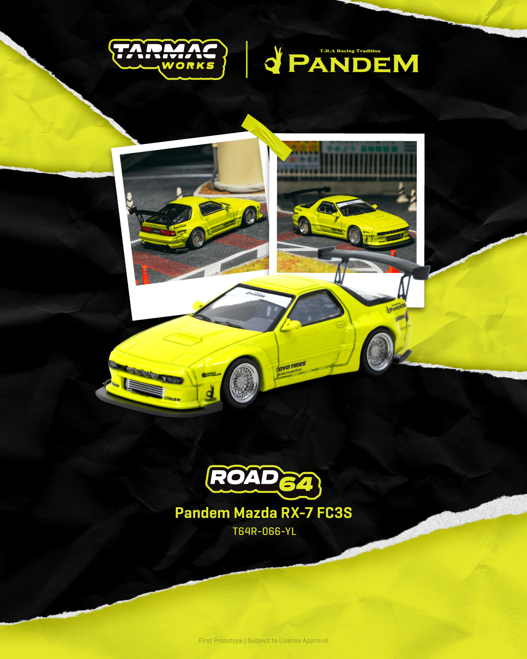 Tarmac Works 1/64 - Pandem Mazda RX-7 FC3S Yellow