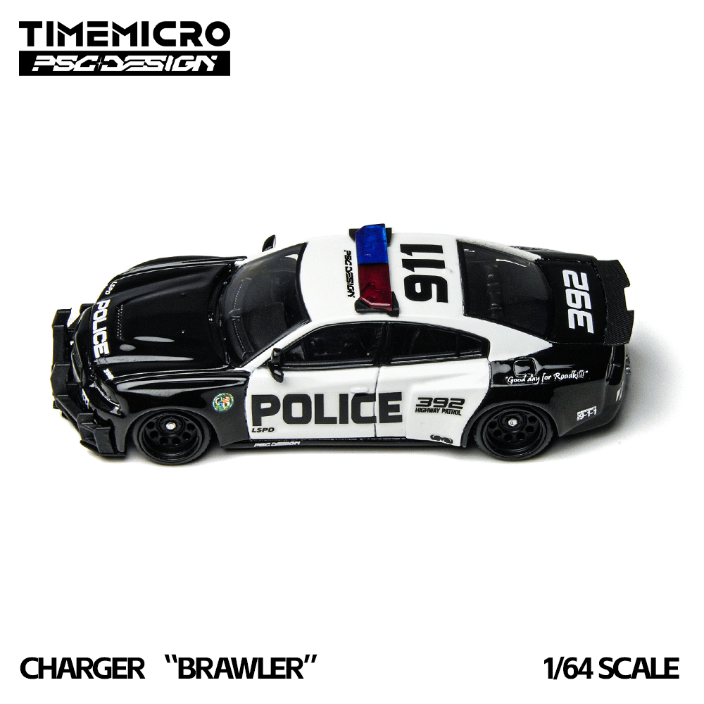 TimeMicro × PSC DESIGN - 1/64 Warhorse "Brawler" Charger LSPD Police Car Simulation Alloy Car Model
