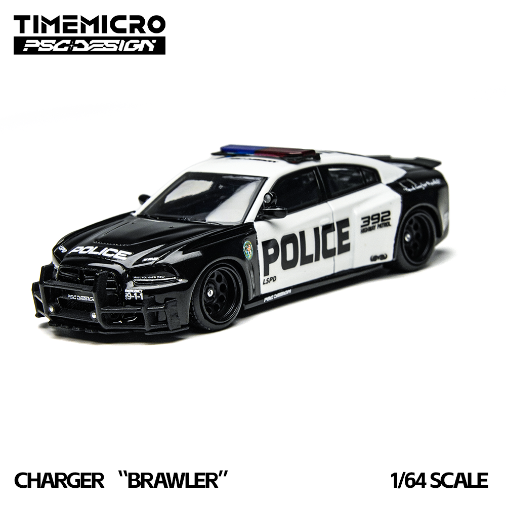 TimeMicro × PSC DESIGN - 1/64 Warhorse "Brawler" Charger LSPD Police Car Simulation Alloy Car Model
