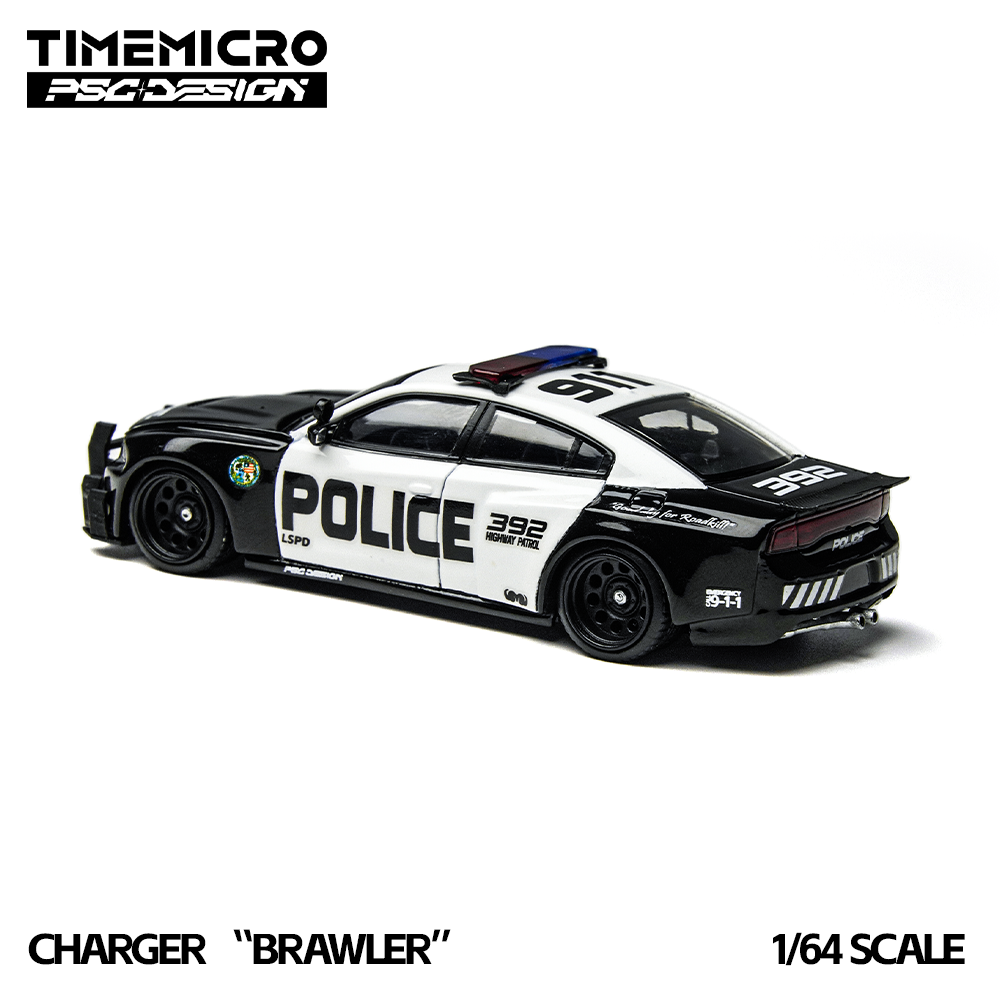 TimeMicro × PSC DESIGN - 1/64 Warhorse "Brawler" Charger LSPD Police Car Simulation Alloy Car Model