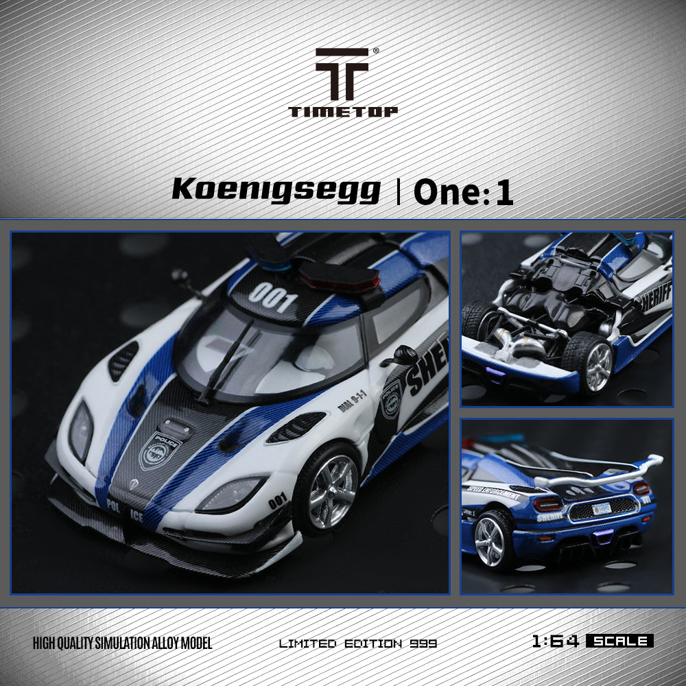 TimeTop 1:64 Koenigsegg One-1 police car simulation alloy car model