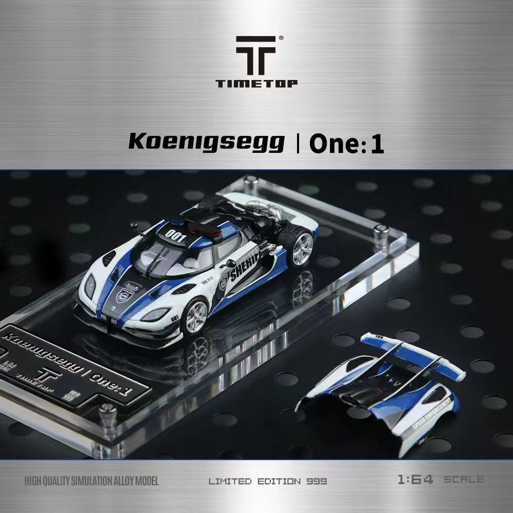 TimeTop 1:64 Koenigsegg One-1 police car simulation alloy car model