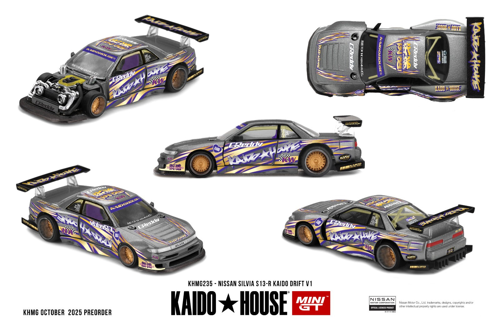 KaidoHouse x Mini GT Nissan Silvia S13-R KAIDO DRIFT V1 KHMG235