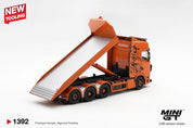MINIGT 1/64 Scania 770S B8x4NA Hooklift Flatbed Orange