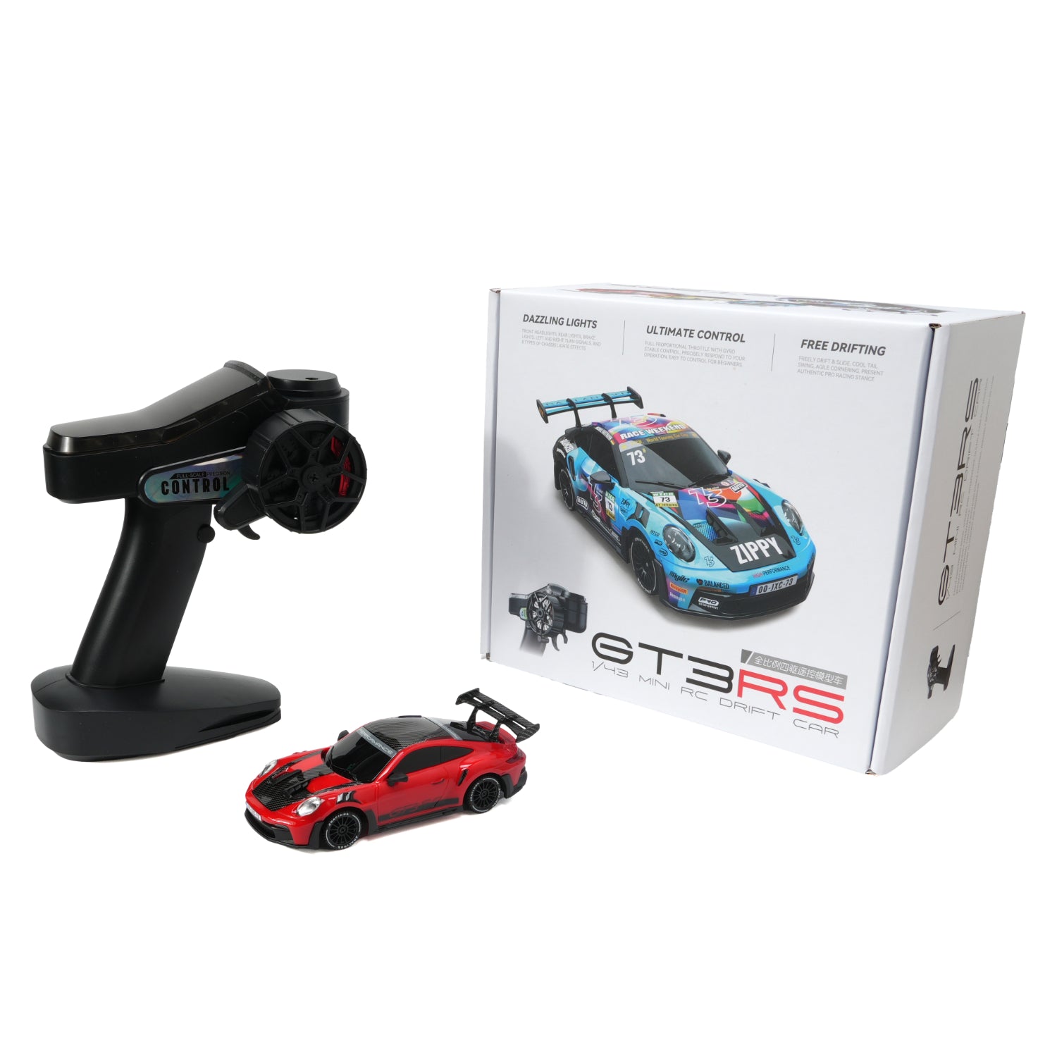 JXC 1/43 GT3 RS RC Red Drift Car (Ready to Run, 4WD Gyro)