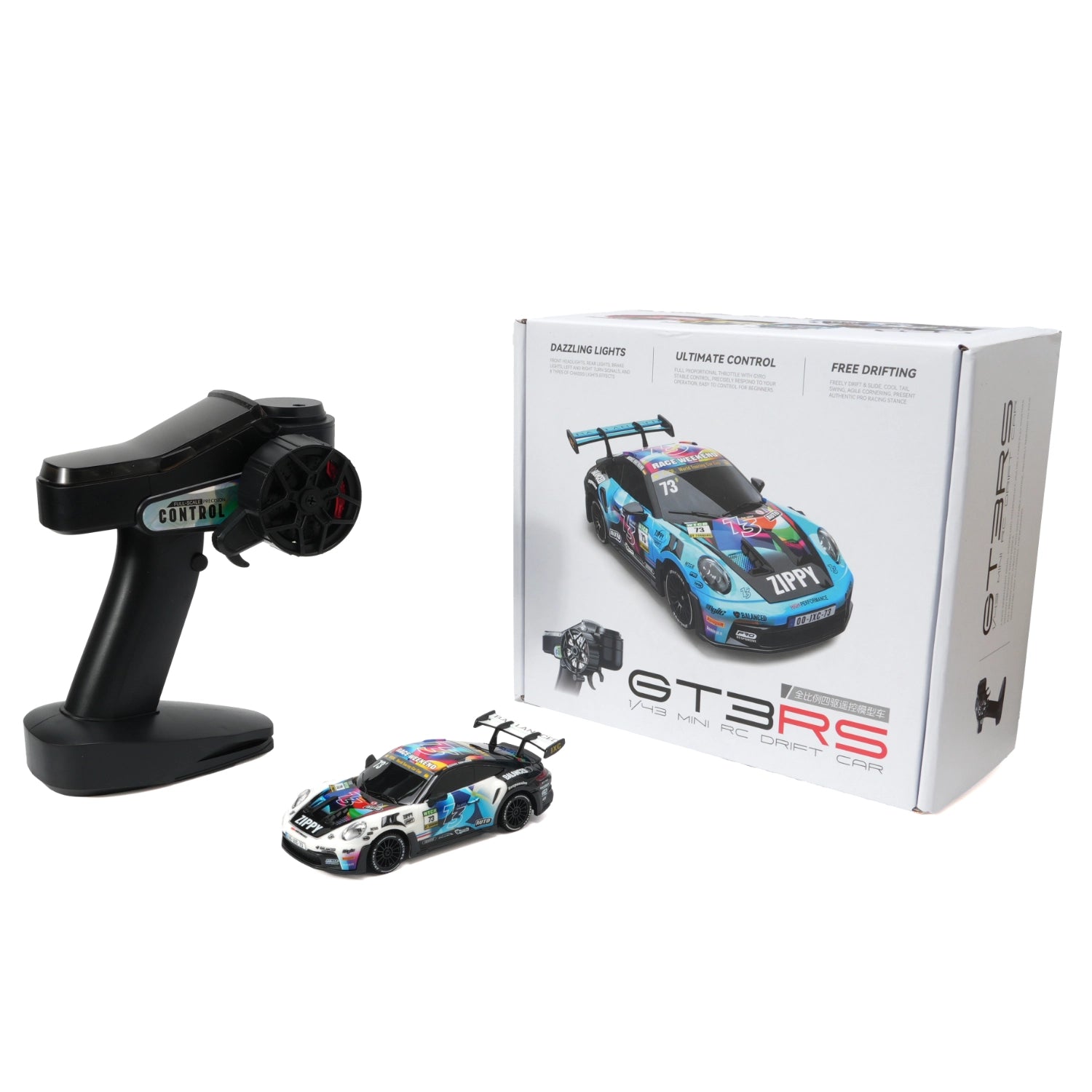 JXC 1/43 GT3 RS RC Blue Drift Car (Ready to Run, 4WD Gyro) (Copy)
