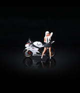 MoreArt1:64 Yamaha R6 White Girl Motorcycle Figurine Resin Model